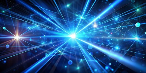 Obraz premium In the depths of dark space, a swirling vortex of blue laser rays illuminated the stars, while gaseous