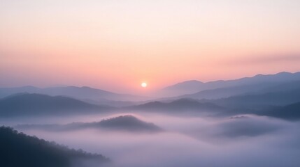 Fototapeta premium The sky is a beautiful pink color with a sun in the background