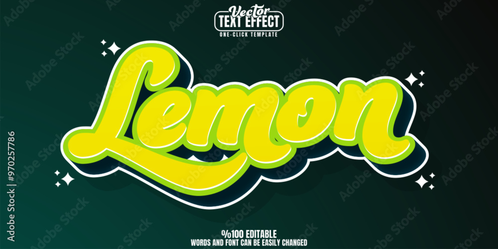 Wall mural lemon editable text effect, customizable citrus and fruit 3d font style