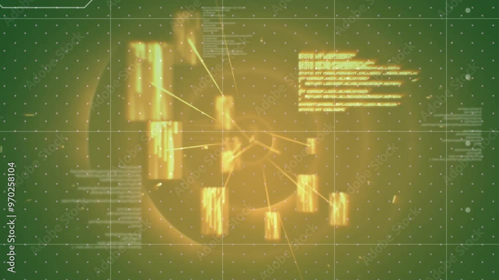 Wall mural animation of digital data processing over dark background