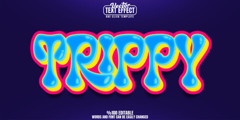 Trippy editable text effect, customizable psychedelic and colorful 3d font style