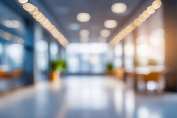Blurred empty open space office. Abstract light bokeh at office interior background