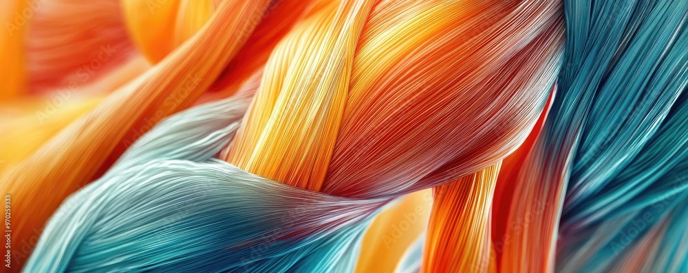 Poster vibrant swirling colors in smooth strands create a stunning abstract visual experience, perfect for 