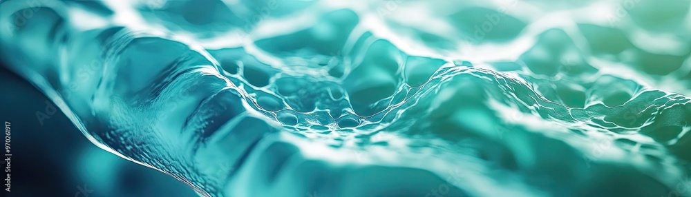 Poster abstract image of flowing water with vibrant turquoise and blue hues, creating a tranquil and serene