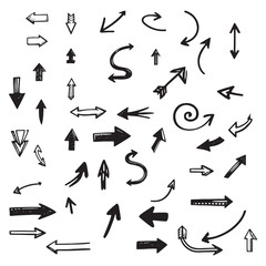 set of arrows, collection of hand drawn arrows in various directions	
