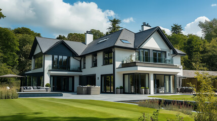 白い壁のおしゃれな新築一戸建て住宅 ワイド