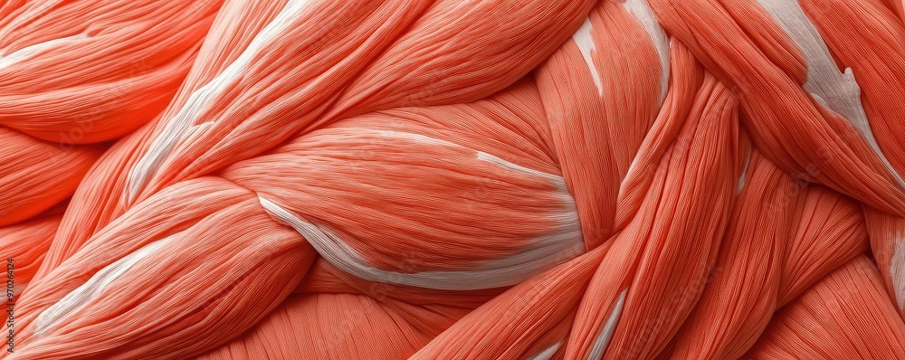 Poster Close-up of vibrant coral fiber texture, showcasing intricate details and smooth patterns ideal for artistic or design projects.