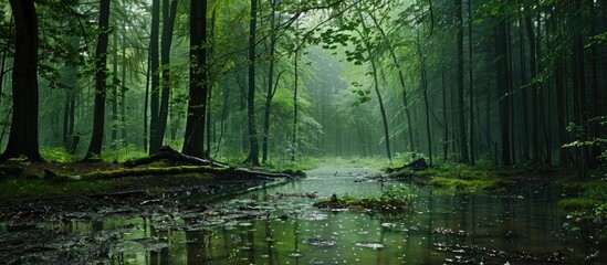 Forest After Heavy Rain Beautiful Forest Fauna After Rain