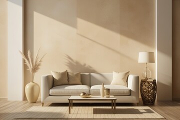 Serene Beige Tone Backdrop for Luxury Presentations with Gentle Light and Shadow Interactions