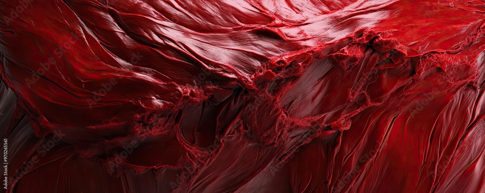 Poster a dynamic abstract image featuring vibrant red textures, conveying depth and movement, perfect for a