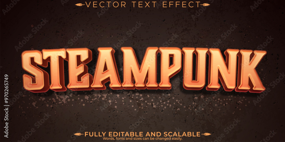 Wall mural steampunk editable text effect, editable retro and mechanical text style
