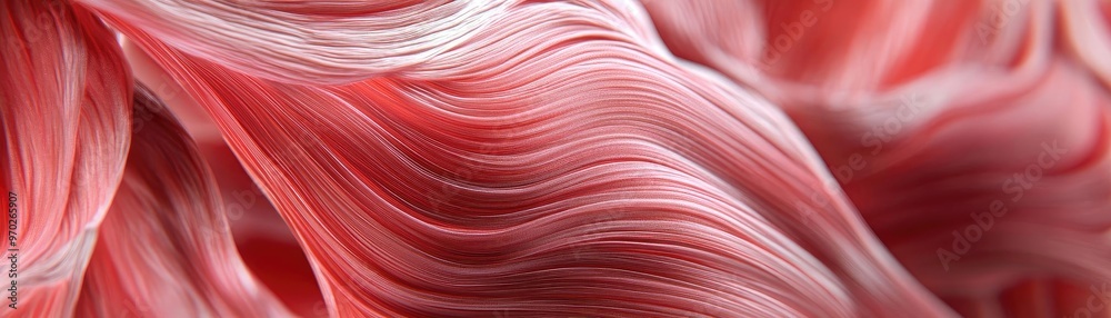 Poster Abstract image featuring soft, flowing waves in shades of pink, creating a serene and calming visual experience.