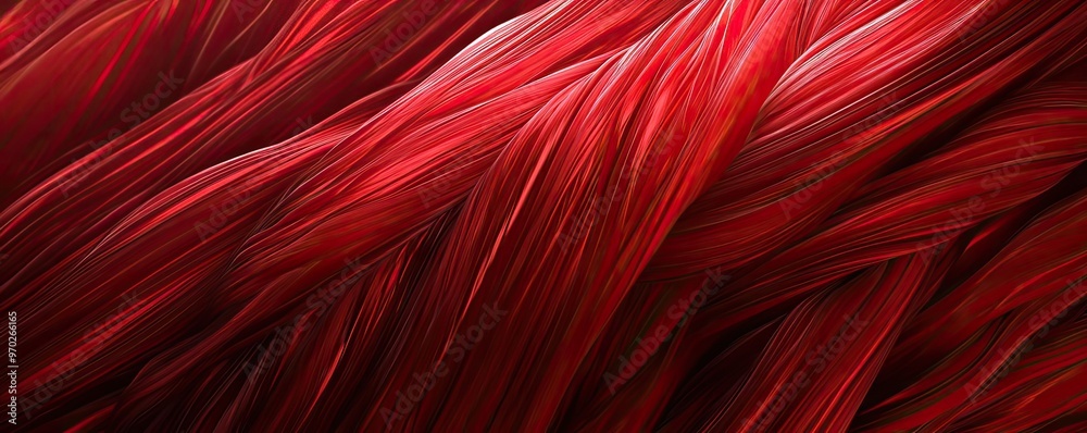 Aufkleber vibrant red strands flowing gracefully, creating a captivating visual impact and texture for artisti