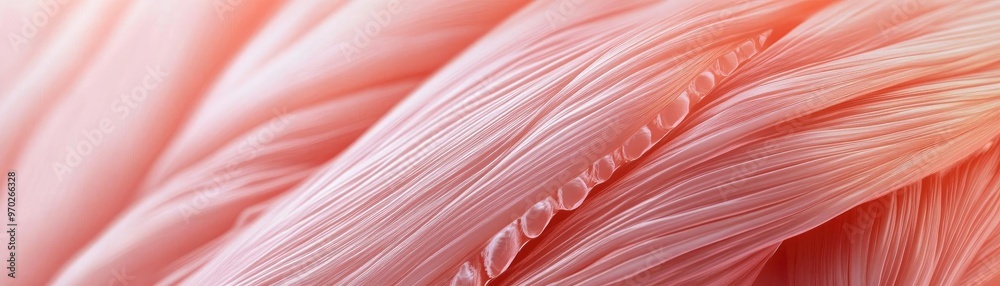 Poster Close-up of delicate pink fibers, showcasing soft textures and intricate details, perfect for artistic and design projects.