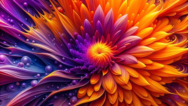Warm colors of orange and purple unite to create a visually striking abstract composition that grabs attention and