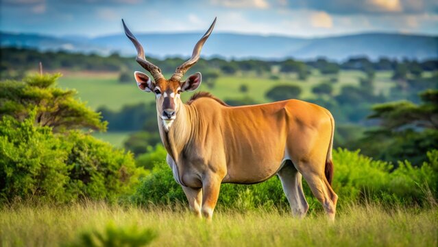Within Lord Derby National Park, the majestic eland antelope roams freely, its striking white and black coat blending