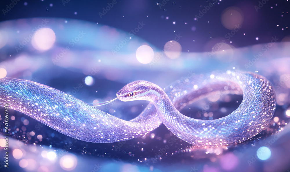 Canvas Prints snake hologram on night sky background-generative ai
