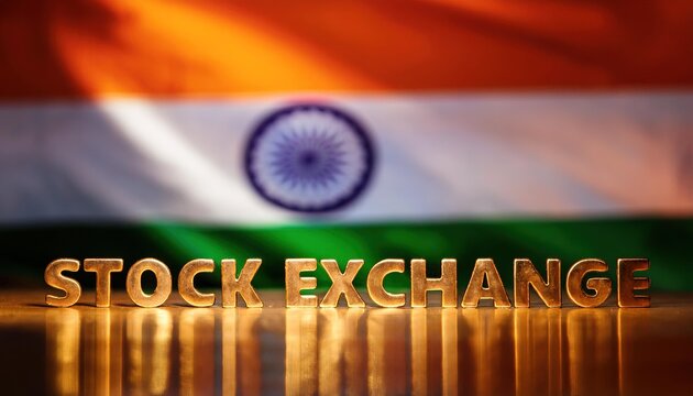 Indian Stock Exchange with National Flag Background