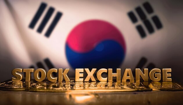 South Korean Stock Exchange Under National Flag