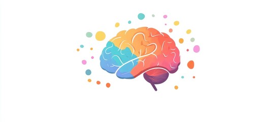 Fototapeta premium Colorful Painted Human Brain Isolated On White Background Created By Ai