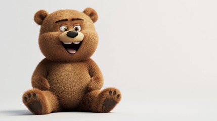 Obraz premium A cheerful cartoon bear character sitting with a friendly expression.
