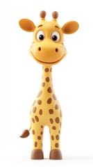 A cheerful cartoon giraffe with a friendly expression, designed for children's content.