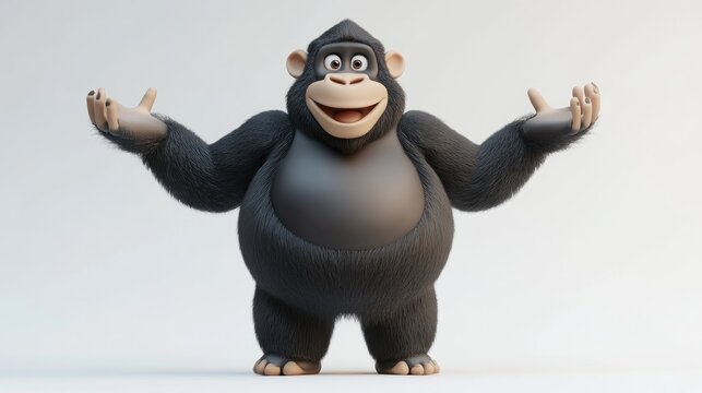 A cheerful cartoon gorilla with outstretched arms, exuding friendliness and approachability.