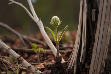 New Life Emerges from Old Tree Remains in Nature's Transformation