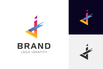 Geometric letter j modern logo identity design rainbow gradient style for brand identity business brand