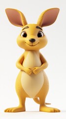 Obraz premium A cheerful cartoon kangaroo character with large ears and a friendly smile, standing upright.