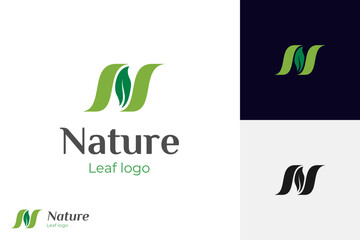 letter N leaf logo icon design for natural brand product or food vector logo design