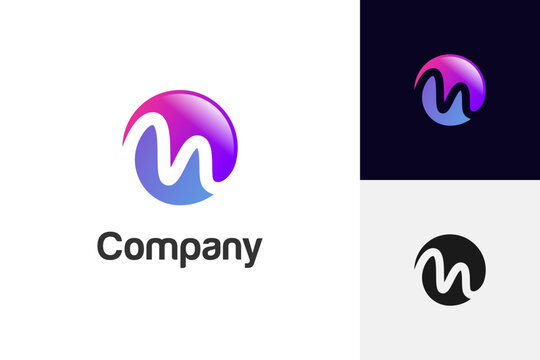 Abstract letter M globe logo icon design with around circle line m letter shape for multimedia or media identity logo design