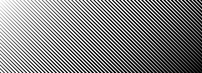 Diagonal thin line halftone gradation texture. Fade oblique stripe gradient background. Black slant lines pattern backdrop. Vanishing parallel stripes wallpaper for overlay, print, cover. Vector