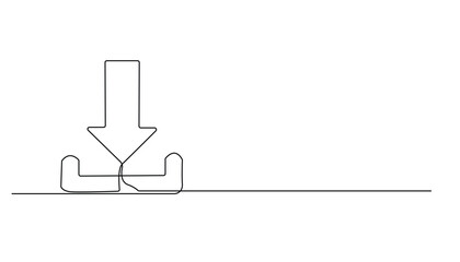 Continuous line download icon.drawing one line download sign.simple line download sign mobile phone,laptop,computer.