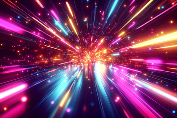Naklejka premium スピード感のあるカラフルな光の放射状の線