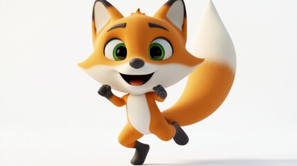 A cheerful, cartoon fox character with a playful expression and vibrant colors.