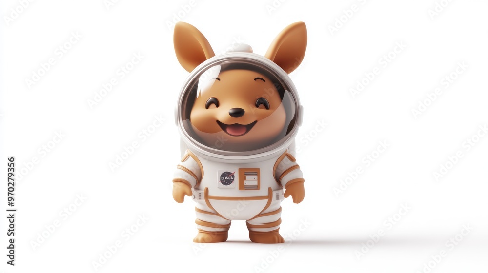 Poster A cute cartoon animal in a space suit, smiling and ready for an adventure.