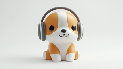 A cute cartoon dog wearing headphones, symbolizing music and relaxation.