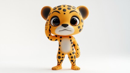 A cute cartoon leopard character standing with a playful expression.