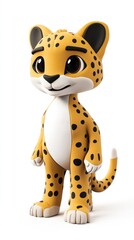 A cute cartoon leopard character with a friendly expression and vibrant colors.