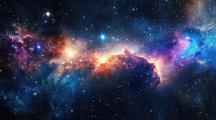 Stars of a celestial body and galaxy in the vastness of space