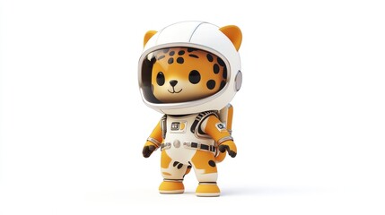 Obraz premium A cute cartoon leopard in a space suit, ready for an adventure in outer space.