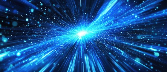 Obraz premium Abstract blue rays emanating radially embodying a concept of technology