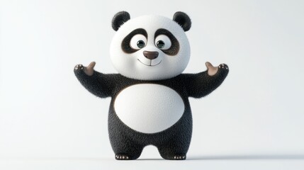 A cute cartoon panda with a friendly expression and open arms, designed for a playful vibe.