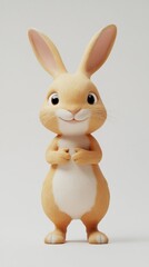Naklejka premium A cute cartoon rabbit with a friendly expression, standing upright.