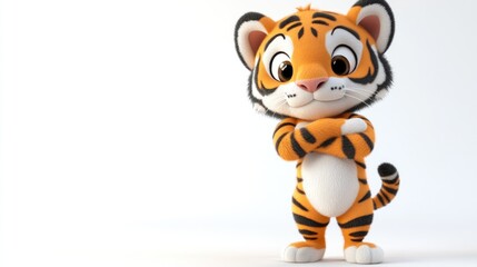 A cute cartoon tiger character with a playful pose and friendly expression.