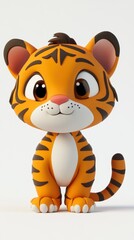 A cute cartoon tiger character with big eyes and a friendly expression.