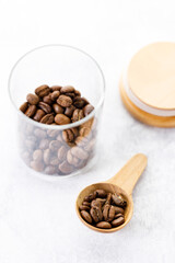 Aromatic flavorful Roasted Specialty Coffee Beans on white Background