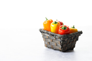 Colorful Sweet Pepper Chili, Baby Small Bell Pepper on white background