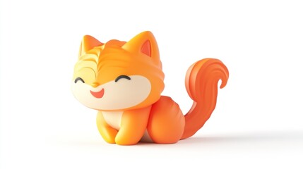 A cute orange cartoon cat figurine with a smiling expression, designed for decoration or play.